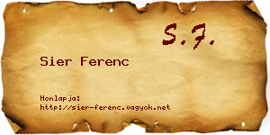 Sier Ferenc névjegykártya