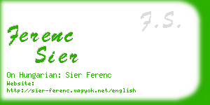 ferenc sier business card